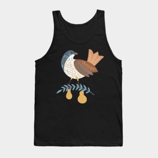 Folk Art Partridge and Pears Tank Top